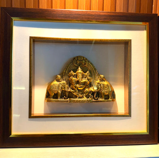 Brass Ganesha with Box Frame Home Decor